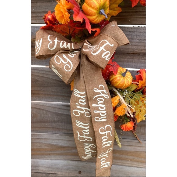 Fall Wreath For Front Door Leaves Pumpkins Home Decor‎ Autumn Farmhouse Rustic - Picture 7 of 7